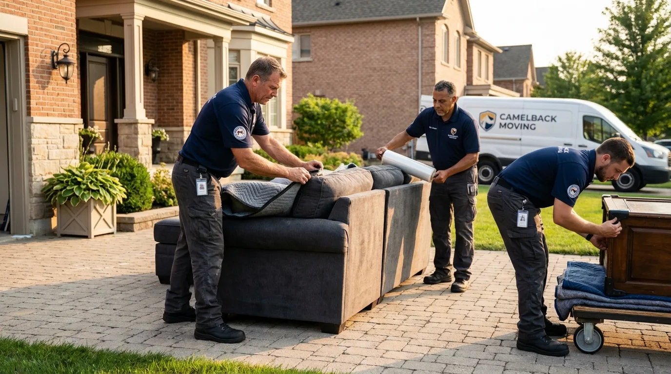 Large estate moving crew wrapping furniture in Stanton, NE